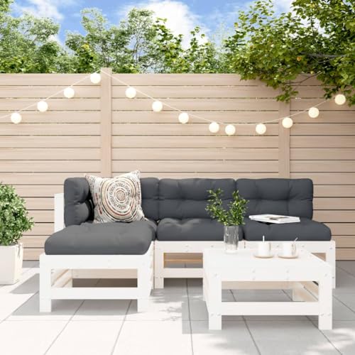 GCHDHAPB Outdoor Möbel Sets - 5-teiliges Garten-Lounge-Set Weiß Massivholz Kiefer von GCHDHAPB