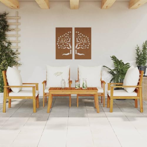 GCHDHAPB Outdoor Möbel Sets - 5-teiliges Garten-Lounge-Set mit Kissen Massivholz Akazie von GCHDHAPB
