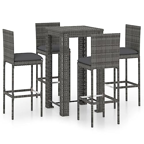 GCHDHAPB Outdoor Möbel Sets - 5-teiliges Gartenbar-Set mit Kissen Polyrattan Grau GCHDHAPB Outdoor Möbel Sets - 5-teiliges Gartenbar-Set mit Kissen Polyrattan Grau von GCHDHAPB