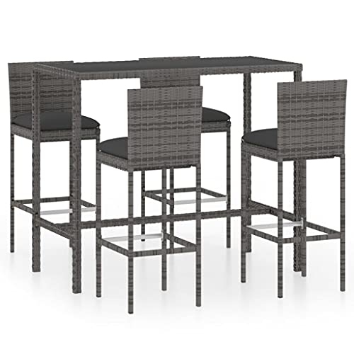 GCHDHAPB Outdoor Möbel Sets - 5-teiliges Gartenbar-Set mit Kissen Polyrattan Grau von GCHDHAPB