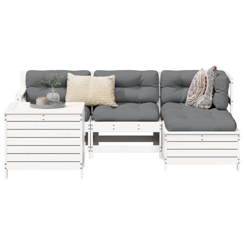 GCHDHAPB Outdoor Möbel Sets - 5-teiliges Gartensofa-Set Weiß Massivholz Kiefer von GCHDHAPB