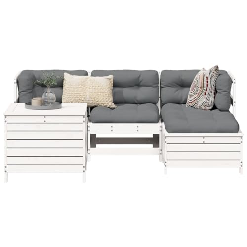 GCHDHAPB Outdoor Möbel Sets - 5-teiliges Gartensofa-Set Weiß Massivholz Kiefer von GCHDHAPB