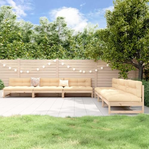 GCHDHAPB Outdoor Möbel Sets - 6-teiliges Garten-Lounge-Set Massivholz Kiefer von GCHDHAPB