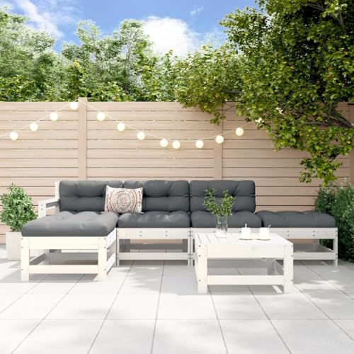 GCHDHAPB Outdoor Möbel Sets - 6-teiliges Garten-Lounge-Set Weiß Massivholz Kiefer GCHDHAPB Outdoor Möbel Sets - 6-teiliges Garten-Lounge-Set Weiß Massivholz Kiefer von GCHDHAPB