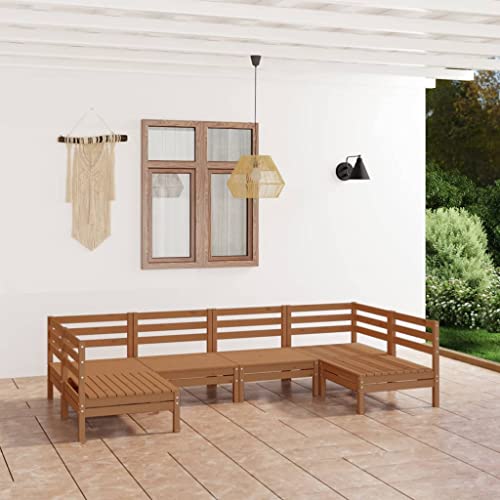 GCHDHAPB Outdoor Möbel Sets - 6-teiliges Garten-Lounge-Set braun Massivholz Kiefer von GCHDHAPB