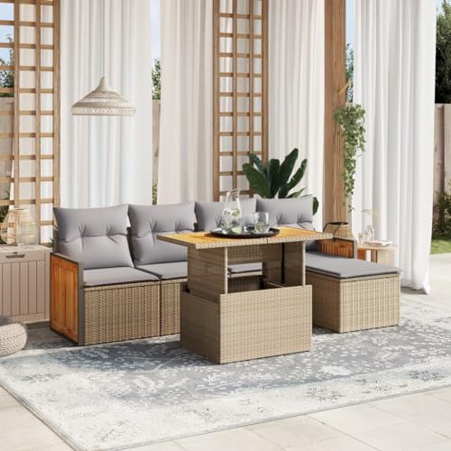 GCHDHAPB Outdoor Möbel Sets - 6-teiliges Gartensofa-Set mit Kissen Beige Poly Rattan GCHDHAPB Outdoor Möbel Sets - 6-teiliges Gartensofa-Set mit Kissen Beige Poly Rattan von GCHDHAPB