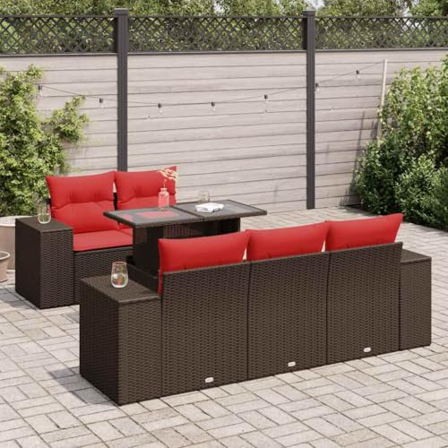 GCHDHAPB Outdoor Möbel Sets - 6-teiliges Gartensofa-Set mit Kissen braun Polyrattan Akazie GCHDHAPB Outdoor Möbel Sets - 6-teiliges Gartensofa-Set mit Kissen braun Polyrattan Akazie von GCHDHAPB