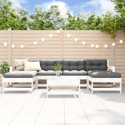 GCHDHAPB Outdoor Möbel Sets - 7-teiliges Garten-Lounge-Set Weiß Massivholz Kiefer GCHDHAPB Outdoor Möbel Sets - 7-teiliges Garten-Lounge-Set Weiß Massivholz Kiefer von GCHDHAPB