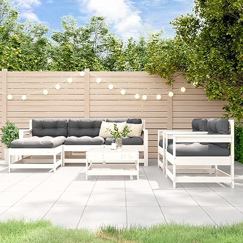 GCHDHAPB Outdoor Möbel Sets - 7-teiliges Garten-Lounge-Set Weiß Massivholz Kiefer von GCHDHAPB