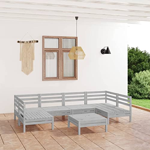 GCHDHAPB Outdoor Möbel Sets - 7-teiliges Garten-Lounge-Set Weiß Massivholz Kiefer von GCHDHAPB