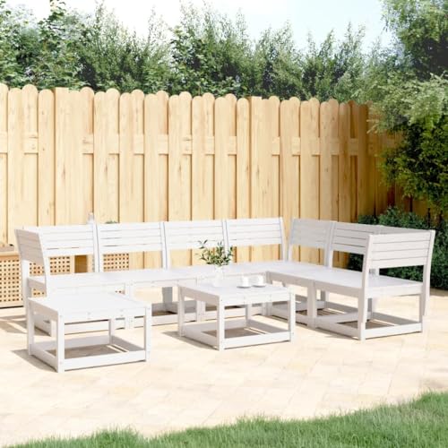 GCHDHAPB Outdoor Möbel Sets - 7-teiliges Garten-Lounge-Set Weiß Massivholz Kiefer von GCHDHAPB