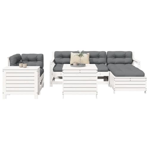 GCHDHAPB Outdoor Möbel Sets - 7-teiliges Gartensofa-Set Weiß Massivholz Kiefer GCHDHAPB Outdoor Möbel Sets - 7-teiliges Gartensofa-Set Weiß Massivholz Kiefer von GCHDHAPB