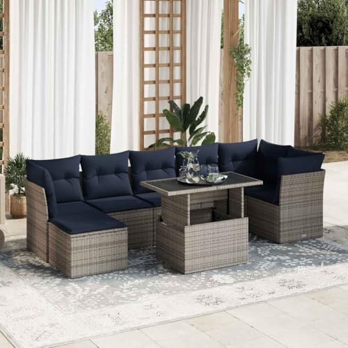 GCHDHAPB Outdoor Möbel Sets - 7-teiliges Gartensofa-Set mit Kissen grau Poly Rattan Akazie GCHDHAPB Outdoor Möbel Sets - 7-teiliges Gartensofa-Set mit Kissen grau Poly Rattan Akazie von GCHDHAPB