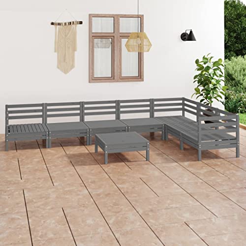 GCHDHAPB Outdoor Möbel Sets - 8-teiliges Garten-Lounge-Set Massivholz Kiefer Grau von GCHDHAPB