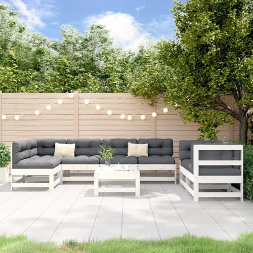 GCHDHAPB Outdoor Möbel Sets - 8-teiliges Garten-Lounge-Set Weiß Massivholz Kiefer von GCHDHAPB