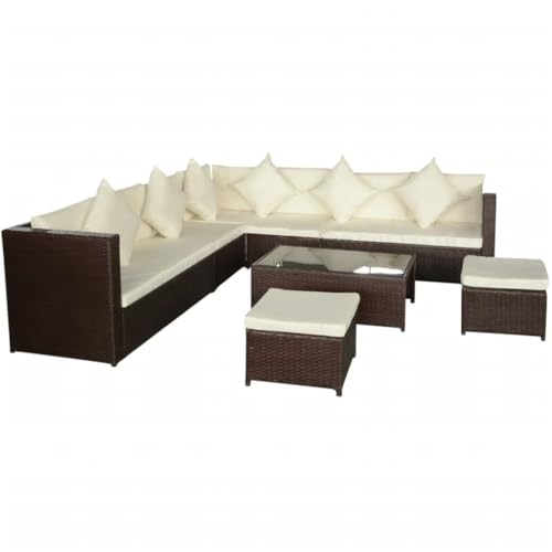 GCHDHAPB Outdoor Möbel Sets - 8-teiliges Garten-Lounge-Set mit Kissen Poly Rattan Braun GCHDHAPB Outdoor Möbel Sets - 8-teiliges Garten-Lounge-Set mit Kissen Poly Rattan Braun von GCHDHAPB