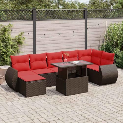 GCHDHAPB Outdoor Möbel Sets - 8-teiliges Gartensofa-Set mit Kissen braun Poly Rattan Akazie GCHDHAPB Outdoor Möbel Sets - 8-teiliges Gartensofa-Set mit Kissen braun Poly Rattan Akazie von GCHDHAPB