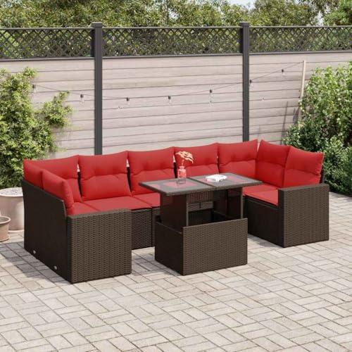 GCHDHAPB Outdoor Möbel Sets - 8-teiliges Gartensofa-Set mit Kissen braun Poly Rattan Akazie GCHDHAPB Outdoor Möbel Sets - 8-teiliges Gartensofa-Set mit Kissen braun Poly Rattan Akazie von GCHDHAPB