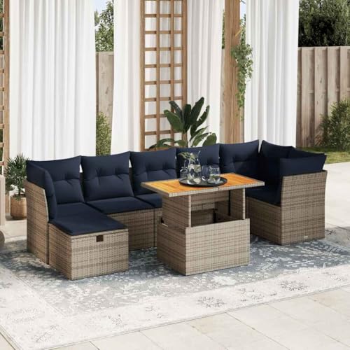 GCHDHAPB Outdoor Möbel Sets - 8-teiliges Gartensofa-Set mit Kissen braun Poly Rattan Akazie von GCHDHAPB