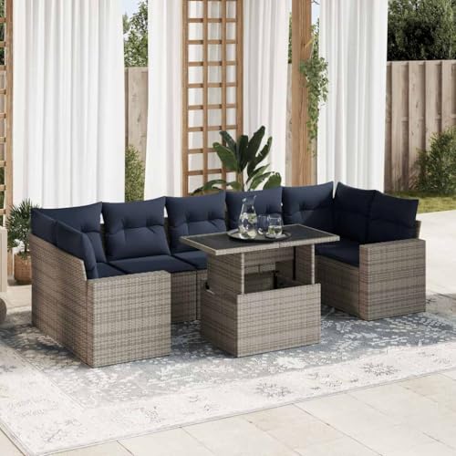 GCHDHAPB Outdoor Möbel Sets - 8-teiliges Gartensofa-Set mit Kissen grau Poly Rattan Akazie GCHDHAPB Outdoor Möbel Sets - 8-teiliges Gartensofa-Set mit Kissen grau Poly Rattan Akazie von GCHDHAPB