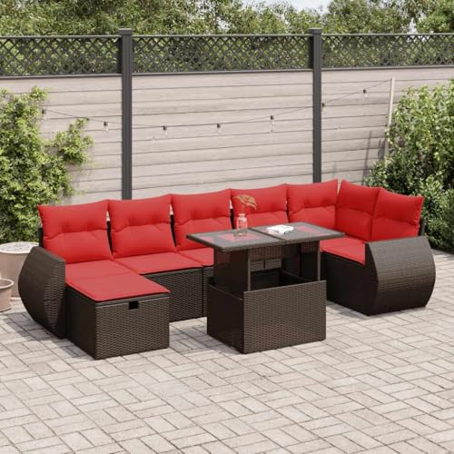GCHDHAPB Outdoor Möbel Sets - 8-teiliges Gartensofa-Set mit Kissen schwarz Poly Rattan Akazie GCHDHAPB Outdoor Möbel Sets - 8-teiliges Gartensofa-Set mit Kissen schwarz Poly Rattan Akazie von GCHDHAPB