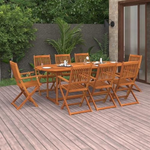 GCHDHAPB Outdoor Möbel Sets - 9-teiliges Garten-Essgruppe 220x90x75cm Massivholz Akazie von GCHDHAPB