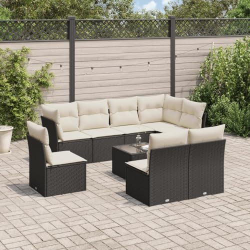 GCHDHAPB Outdoor Möbel Sets - 9-teiliges Gartensofa-Set mit Kissen schwarz Poly Rattan GCHDHAPB Outdoor Möbel Sets - 9-teiliges Gartensofa-Set mit Kissen schwarz Poly Rattan von GCHDHAPB