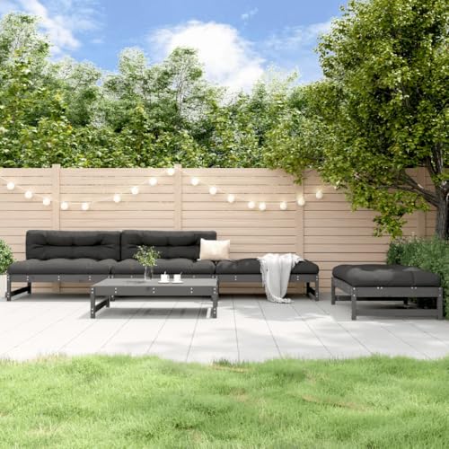 GCHDHAPB Outdoor Möbel Sets-home-5-teiliges Garten-Lounge-Set grau Massivholz Kiefer von GCHDHAPB