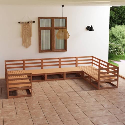 GCHDHAPB Outdoor Möbel Sets-home-9-teiliges Garten-Lounge-Set Massivholz Kiefer von GCHDHAPB