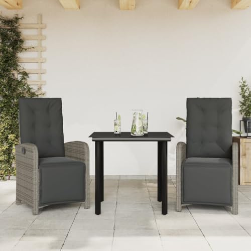 GCHDHAPB Outdoor-Möbelsets - 3-teiliges Bistro-Set mit Kissen, grau, Polyrattan GCHDHAPB Outdoor-Möbelsets - 3-teiliges Bistro-Set mit Kissen, grau, Polyrattan von GCHDHAPB