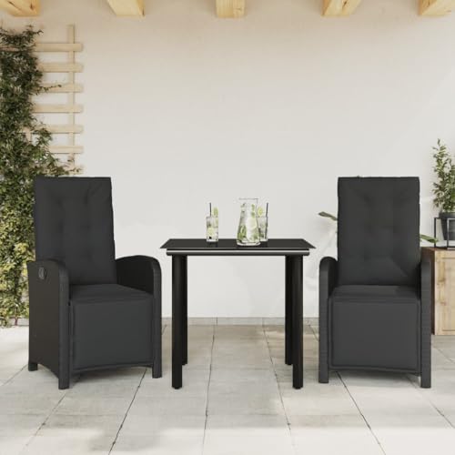 GCHDHAPB Outdoor-Möbelsets - 3-teiliges Bistro-Set mit Kissen aus schwarzem Polyrattan GCHDHAPB Outdoor-Möbelsets - 3-teiliges Bistro-Set mit Kissen aus schwarzem Polyrattan von GCHDHAPB