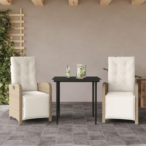 GCHDHAPB Outdoor-Möbelsets - 3-teiliges Bistro-Set mit Kissen beige Poly Rattan von GCHDHAPB