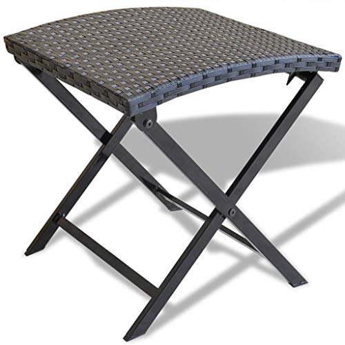 GCHDHAPB Outdoor Outdoor Fußrasten Klapphocker Poly Rattan Schwarz von GCHDHAPB