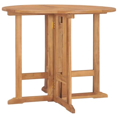 GCHDHAPB Outdoor Outdoor Tisch klappbar Garten Esstisch Ø90x75cm Teakholz massiv von GCHDHAPB