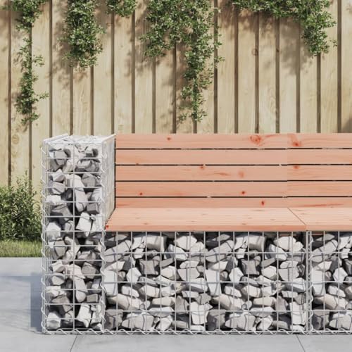 GCHDHAPB Outdoor-Sitzgelegenheit, Gartenbank, Gabionen-Design, 92 x 71 x 65,5 cm, Massivholz, Douglas von GCHDHAPB