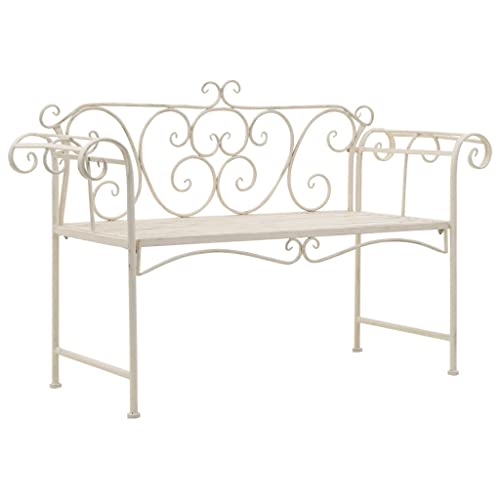 GCHDHAPB Outdoor Sitzgelegenheit, Outdoor-Bänke, Gartenbank, 132 cm, Metall, antikweiß von GCHDHAPB