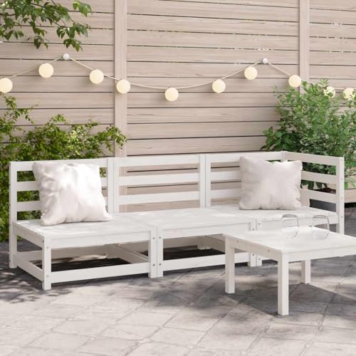 GCHDHAPB Outdoor-Sitzgruppe, Gartensofa, 3-Sitzer, weiß, Massivholz, Kiefer von GCHDHAPB
