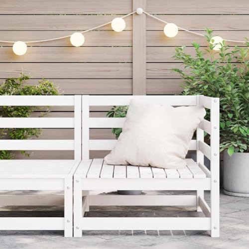 GCHDHAPB Outdoor-Sitzgruppe, Sektionalsofa-Einheiten für den Außenbereich, Garten-Ecksofa, weiß, Massivholz, Kiefer von GCHDHAPB