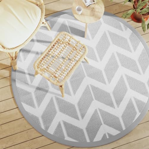GCHDHAPB Outdoor Teppich ARAKIL Grau Ø160 cm PPHome & Garden Rasen & Garten Outdoor Living Outdoor Teppiche von GCHDHAPB