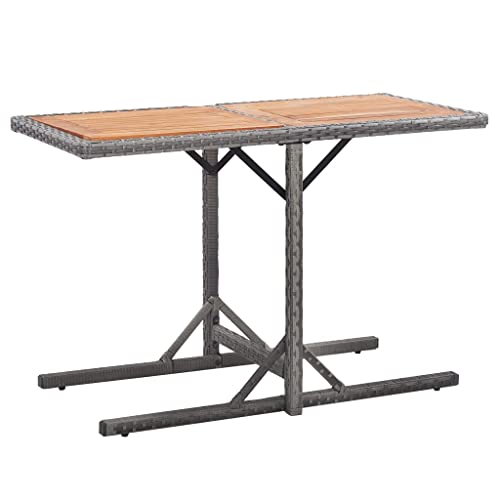 GCHDHAPB Outdoor Tisch Gartentisch Anthrazit Polyrattan und Akazienholz massiv von GCHDHAPB