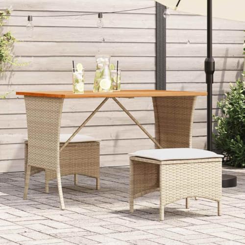 GCHDHAPB Outdoor Tisch Gartentisch mit Akazienholzplatte beige 105x75x72cm Polyrattan GCHDHAPB Outdoor Tisch Gartentisch mit Akazienholzplatte beige 105x75x72cm Polyrattan von GCHDHAPB