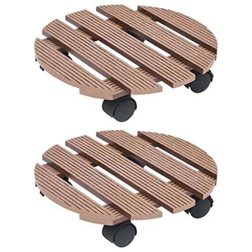GCHDHAPB Pflanzwagen 2 Stück braun Ø30x7,5cm WPCHome & Garten Rasen & Garten Gartenarbeit Pflanzenständer von GCHDHAPB