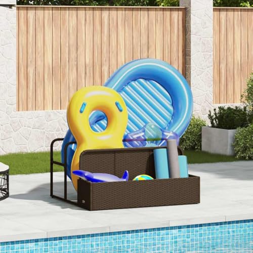 GCHDHAPB Poolside Float Storage Brown 110x100x57cm Poly Rattan Home & Garden Household Supplies Storage & Organisation von GCHDHAPB