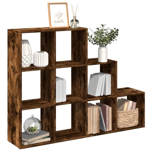 GCHDHAPB Raumteiler Bücherregal 3 Etagen Räuchereiche 137,5x29x103,5cm Holzwerkstoff von GCHDHAPB