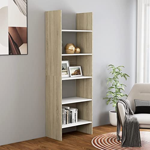 GCHDHAPB Regal für Zuhause, Bücherregale & Standregale, Bücherschrank, Weiß und Sonoma-Eiche, 60 x 35 x 180 cm, Holzwerkstoff GCHDHAPB Regal für Zuhause, Bücherregale & Standregale, Bücherschrank, Weiß und Sonoma-Eiche, 60 x 35 x 180 cm, Holzwerkstoff von GCHDHAPB