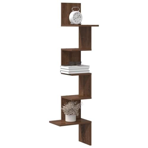 GCHDHAPB Regal für Zuhause, Wandregale & Latten, Wand-Eckregal, braune Eiche, 32 x 32 x 127,5 cm, Holzwerkstoff von GCHDHAPB