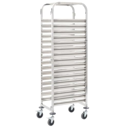 GCHDHAPB Rollwagen, Küchen- und Esszimmerwagen, Küchenwagen für 16 Tabletts, 38 x 55 x 163 cm, Edelstahl von GCHDHAPB