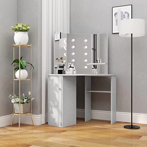 GCHDHAPB Schminktisch Ecktisch mit LED Betongrau 111x54x141,5cm GCHDHAPB Schminktisch Ecktisch mit LED Betongrau 111x54x141,5cm von GCHDHAPB