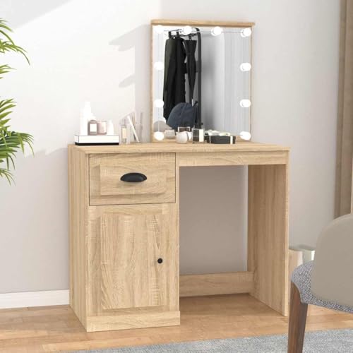 GCHDHAPB Schminktisch mit LED Sonoma Eiche 90x50x132,5cm Holzwerkstoff GCHDHAPB Schminktisch mit LED Sonoma Eiche 90x50x132,5cm Holzwerkstoff von GCHDHAPB