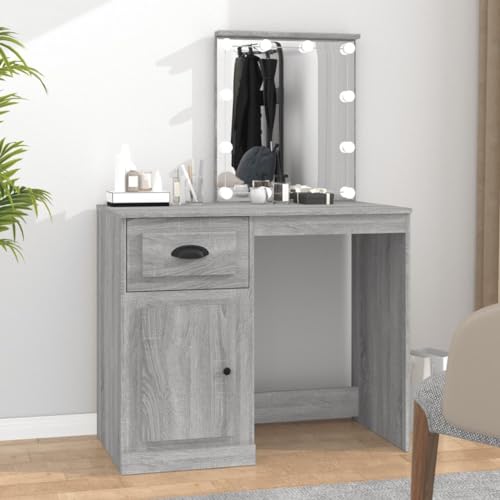 GCHDHAPB Schminktisch mit LED grau Sonona 90x50x132,5cm Holzwerkstoff GCHDHAPB Schminktisch mit LED grau Sonona 90x50x132,5cm Holzwerkstoff von GCHDHAPB